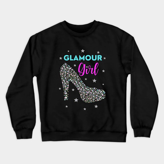 Rhinestone High Heel Shoe Glamour Girl Crewneck Sweatshirt by InStyle Designs
